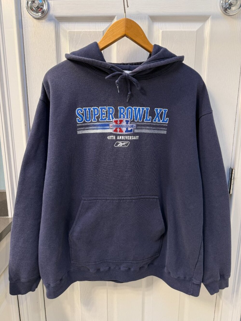 Vintage Reebok Super Bowl XL 40th Anniversary Official Hoodie Sweatshirt Size XL